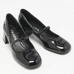 Pre Owned Prada Black Patent Leather Mary Jane Pumps Size 37