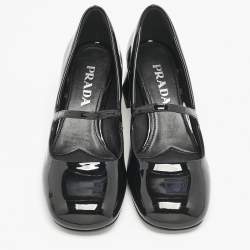 Pre Owned Prada Black Patent Leather Mary Jane Pumps Size 37