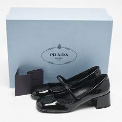 Pre Owned Prada Black Patent Leather Mary Jane Pumps Size 37