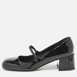 Pre Owned Prada Black Patent Leather Mary Jane Pumps Size 37