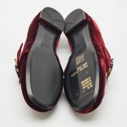 Prada Burgundy/Brown Velvet and Calf Hair Slip On Loafers Size 40