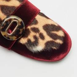 Prada Burgundy/Brown Velvet and Calf Hair Slip On Loafers Size 40