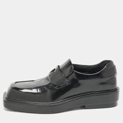 Pre Owned Prada Black Brushed Leather Penny Loafers Size 37.5