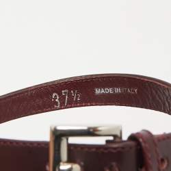 Prada Burgundy  Leather Wedge Ankle Strap Sandals Size 37.5