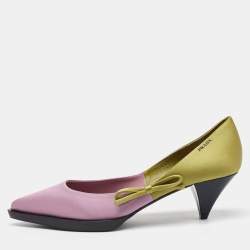 Prada Pink/Green Satin Runway Colorblock Pointed Toe Pumps Size 38.5