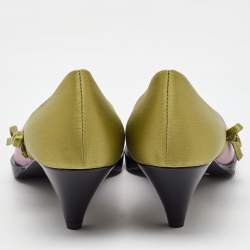 Prada Pink/Green Satin Runway Colorblock Pointed Toe Pumps Size 38.5