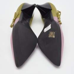 Prada Pink/Green Satin Runway Colorblock Pointed Toe Pumps Size 38.5