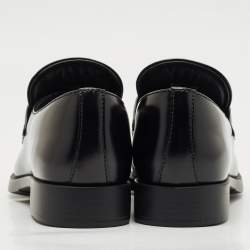 Pre Owned Prada Black Brushed Leather Slip On Loafers Size 37
