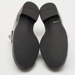 Pre Owned Prada Black Brushed Leather Slip On Loafers Size 37