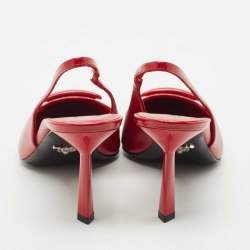 Pre Owned Prada Red Patent Leather Slingback Pumps Size 39.5