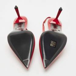 Pre Owned Prada Red Patent Leather Slingback Pumps Size 39.5