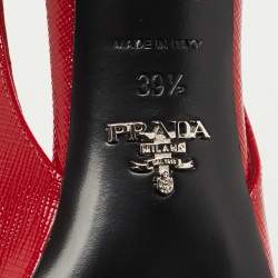 Pre Owned Prada Red Patent Leather Slingback Pumps Size 39.5