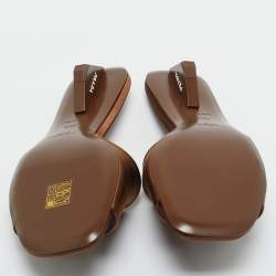 Pre Owned Prada Brown Satin Slide Sandals Size 36.5