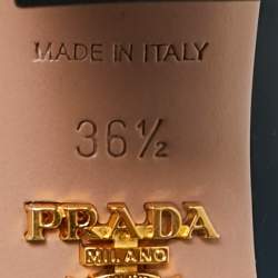 Pre Owned Prada Navy Blue Patent Leather Buckle Block Heel Pumps Size 36.5