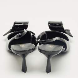 Pre Owned Prada Black Patent Leather Crystal Embellished Slingback Pumps Size 41