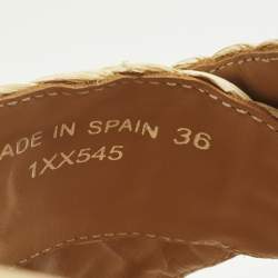 مملوكة مسبقًا Prada Size 36 Beige Raffia Crisscross Crystal Embellished Flat Slides