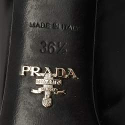 Pre Owned حذاء كعب عالي برادا جلد أسود مقدمة مدببة مقاس 36.5