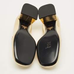 Pre Owned Prada Size 38 Gold Leather Loafer Pumps