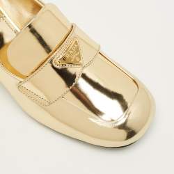 Pre Owned Prada Size 38 Gold Leather Loafer Pumps