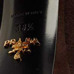 مملوكة مسبقًا حذاء بوت للكاحل برادا سويدي بني نعل سميك مقاس 37