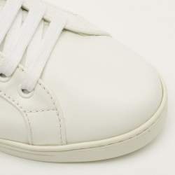 مملوكة مسبقًا حذاء رياضي برادا رباط علوي جلد أبيض مقاس 36.5