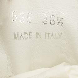 مملوكة مسبقًا حذاء رياضي برادا رباط علوي جلد أبيض مقاس 36.5