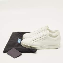 مملوكة مسبقًا حذاء رياضي برادا رباط علوي جلد أبيض مقاس 36.5