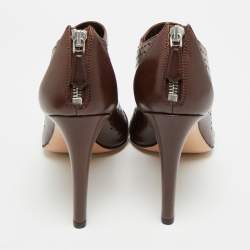 Pre Owned Prada Size 40.5 Brown Perforated Leather Ankle Length Booties