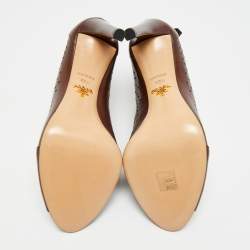 Pre Owned Prada Size 40.5 Brown Perforated Leather Ankle Length Booties