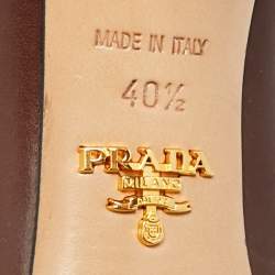 Pre Owned Prada Size 40.5 Brown Perforated Leather Ankle Length Booties