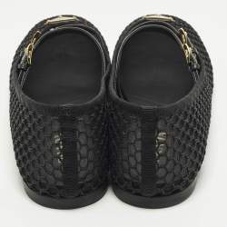 Pre Owned حذاء فلات باليرينا برادا ماري جين جلد وشبكة بشعار أسود مقاس 41