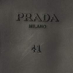 Pre Owned حذاء فلات باليرينا برادا ماري جين جلد وشبكة بشعار أسود مقاس 41