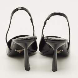 Pre Owned Prada Size 36 Black Leather Pointed Toe Slingback Pumps