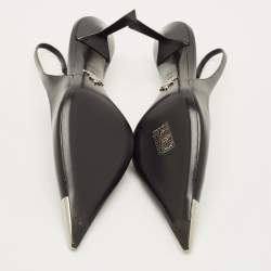 Pre Owned Prada Size 36 Black Leather Pointed Toe Slingback Pumps