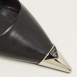 Pre Owned Prada Size 36 Black Leather Pointed Toe Slingback Pumps