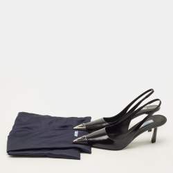 Pre Owned Prada Size 36 Black Leather Pointed Toe Slingback Pumps
