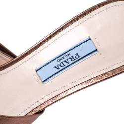Prada Metallic Bronze Leather Slip On Mule Sandals 37.5