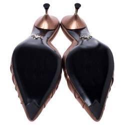 Prada Metallic Bronze Leather Slip On Mule Sandals 37.5