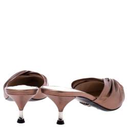 Prada Metallic Bronze Leather Slip On Mule Sandals 37.5