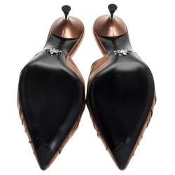 Prada Metallic Bronze Leather Kitten Heel Twist Mules Size 36.5