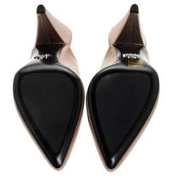 Prada Metallic Bronze Leather Pointed Toe Cone Heel Mules Size 39