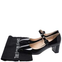 Pre Owned Prada Black Patent Leather Mary Jane Pumps Size 35