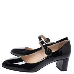 Pre Owned Prada Black Patent Leather Mary Jane Pumps Size 35