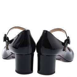 Pre Owned Prada Black Patent Leather Mary Jane Pumps Size 35