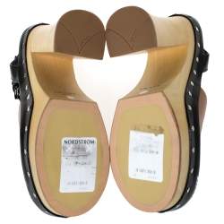 Pre Owned Prada Brown Leather Ankle Strap Platform Clog Sandals Size 38