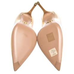 Pre Owned Prada Metallic Gold Leather Pointed Toe Pumps Size 37.5