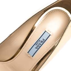 Pre Owned Prada Metallic Gold Leather Pointed Toe Pumps Size 37.5