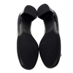 Pre Owned Prada Black Patent Leather Bow Detail Block Heels Pumps Size 40