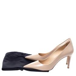 Pre Owned Prada Beige Saffiano Patent Leather Pointed Toe Pumps Size 40