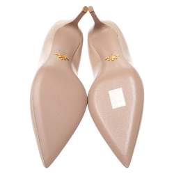 Pre Owned Prada Beige Saffiano Patent Leather Pointed Toe Pumps Size 40